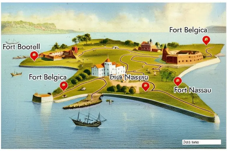 Exploring the Dutch forts — detailed walking routes, key structures (Fort Belgica, Fort Nassau), maps, and historical anecdotes
