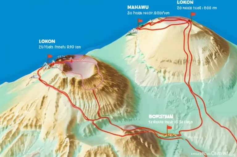 Route breakdown and difficulty levels: trailheads, duration, elevation gain, and what to expect on Mahawu, Lokon, and Soputan