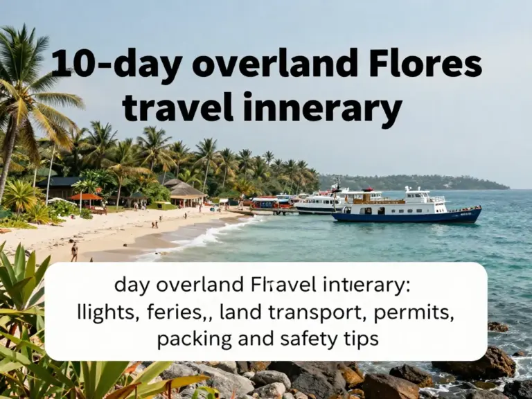 Best time, logistics, and travel tips for a 10-day Flores overland trip (flights, ferry, transport, permits, packing, and safety)