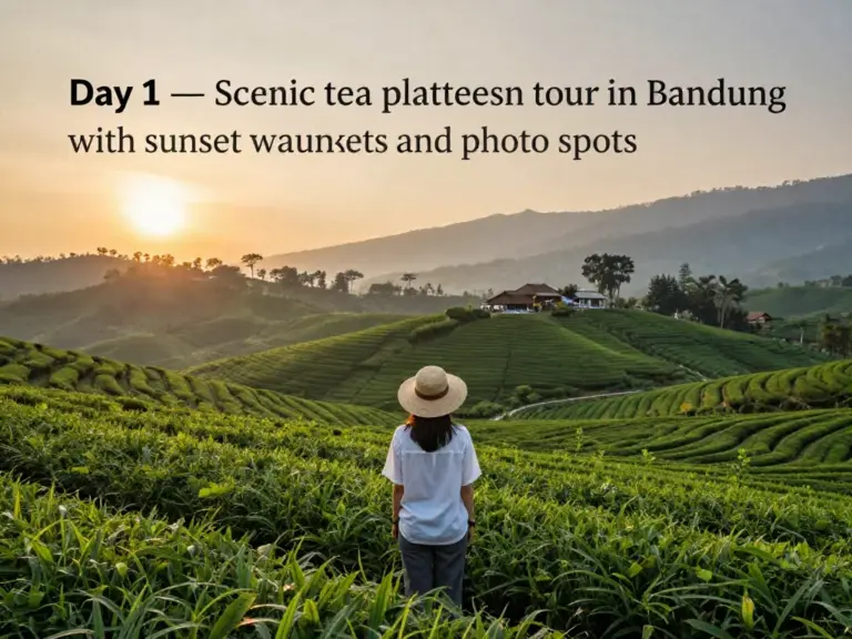 Day 1 — Explore Bandung’s Scenic Tea Plantations and Best Photo Spots (tea fields tour, sunset viewpoints)