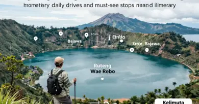 Day-by-day route plan: detailed daily schedule from Ende to Bajawa, Ruteng, Wae Rebo, Kelimutu, and back (distances, travel times, must-see stops)