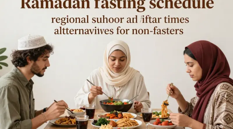 Fasting Hours and Practical Tips: typical suhoor and iftar times by region, how to plan travel and meals, and what to do if you’re not fasting