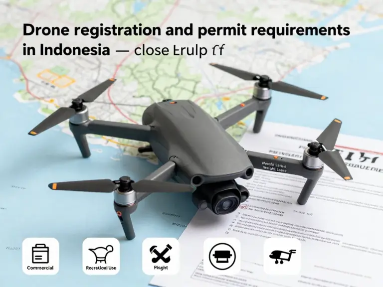 How to determine if your drone requires registration or a permit in Indonesia (including weight limits, commercial vs recreational use, and the Directorate General of Civil Aviation requirements)