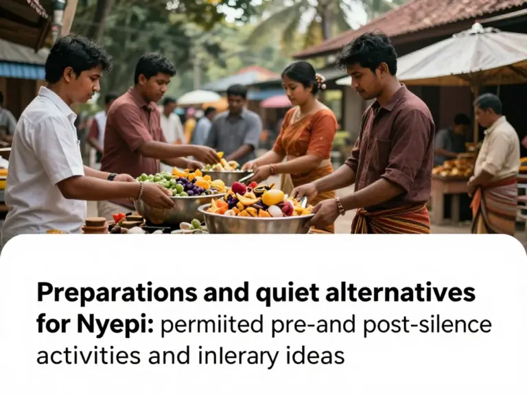 How to plan activities before and after Nyepi — recommended itineraries, permitted preparations, and best nearby alternatives during the silence
