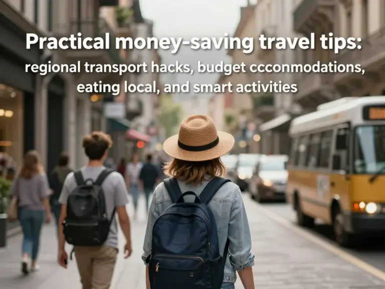 Practical money-saving strategies: transport hacks, budget stays, eating local, and smart activity choices by region