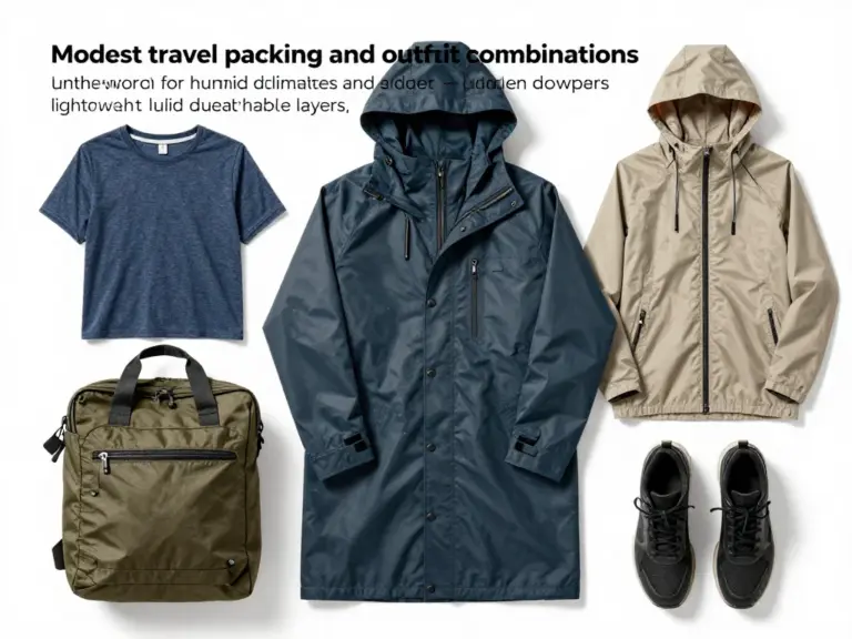 Practical packing strategies and outfit combinations for modest dress in humid climates and sudden downpours