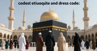 Public Etiquette and Dress Code: respectful clothing, public displays of affection, and behavior in mosques and holy sites