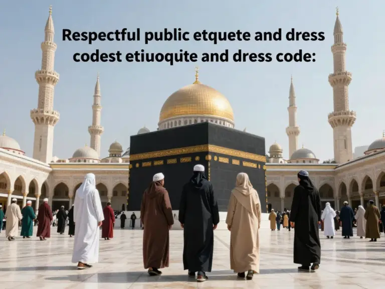Public Etiquette and Dress Code: respectful clothing, public displays of affection, and behavior in mosques and holy sites