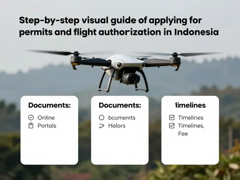 Step-by-step process to apply for drone permits and flight authorization in Indonesia (required documents, online portals, timelines, and fees)