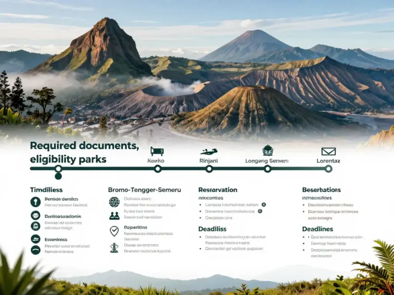 Required Documents, Eligibility, and Advance Booking Timelines for Popular Parks (Komodo, Gunung Rinjani, Bromo-Tengger-Semeru, Lorentz)