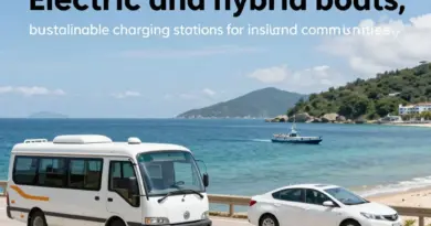 Vehicle and fuel choices for islands: electric/hybrid boats, low-emission bemos, and sustainable charging solutions for shared cars