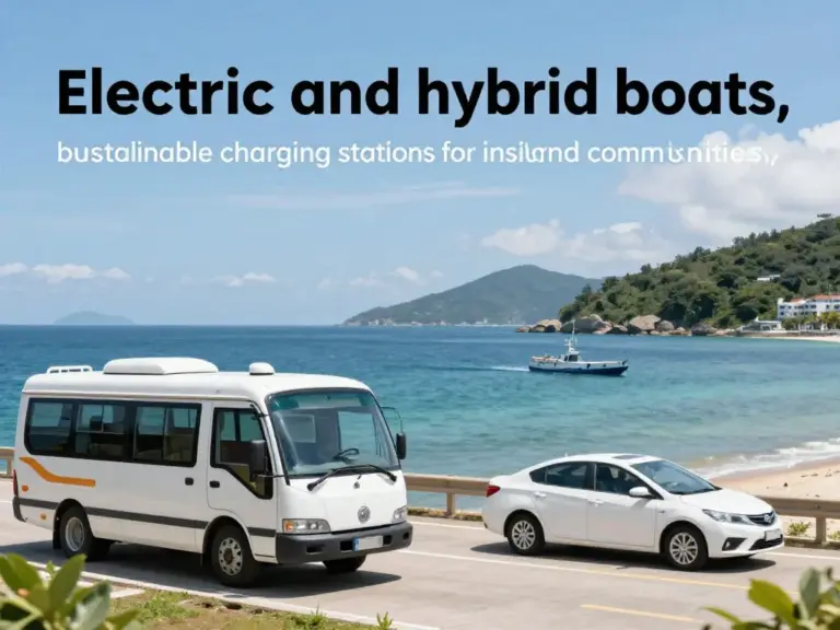 Vehicle and fuel choices for islands: electric/hybrid boats, low-emission bemos, and sustainable charging solutions for shared cars