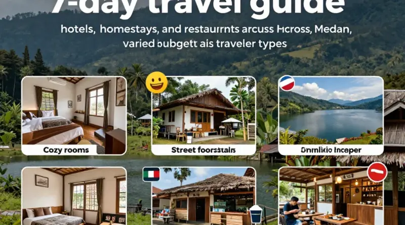 Accommodation & dining guide for a 7-day loop: recommended hotels, homestays, and restaurants in Medan, Berastagi, Parapat, and Samosir for different budgets and traveler types