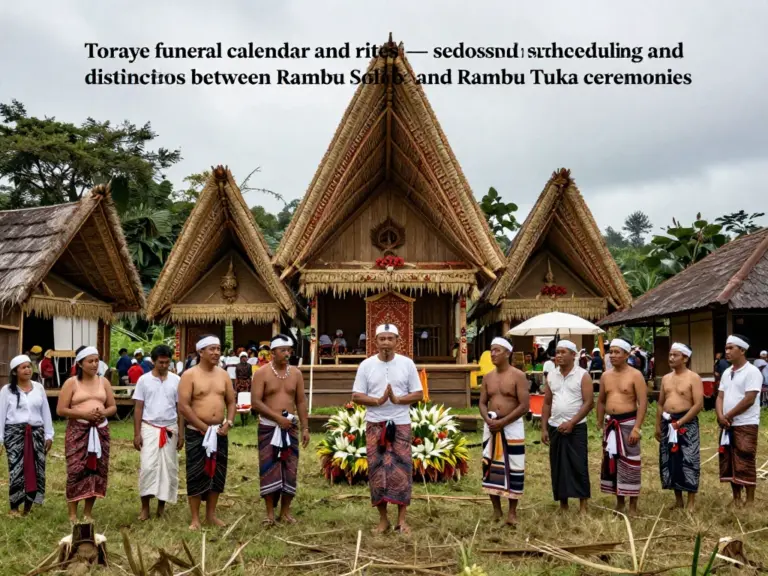 Toraja Funeral Calendar and Types of Rites — timing, differences between funeral classes (Rambu Solo’, Rambu Tuka), local seasonality, and how families schedule ceremonies